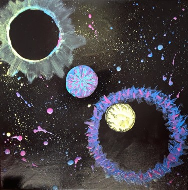 제목이 "Les 3 planètes"인 미술작품 Nathalie Mansard로, 원작, 아크릴