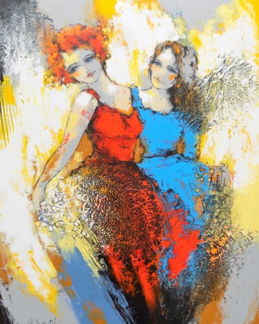 Painting titled "les lumières du bal…" by Nathalie Montel, Original Artwork, Acrylic