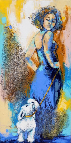 Painting titled "La précieuse.Nathal…" by Nathalie Montel, Original Artwork, Acrylic Mounted on Wood Stretcher frame