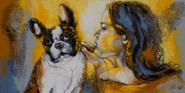 Painting titled "Tu boudes?" by Nathalie Montel, Original Artwork, Acrylic Mounted on Wood Stretcher frame