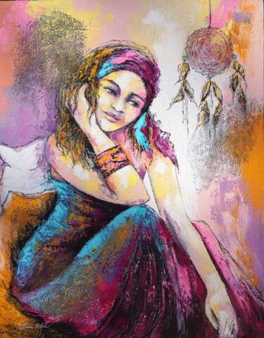 Pintura titulada "Attrape rêves.Natha…" por Nathalie Montel, Obra de arte original, Acrílico Montado en Bastidor de camilla…