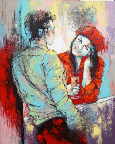 Peinture intitulée "Premier rendez vous…" par Nathalie Montel, Œuvre d'art originale, Acrylique