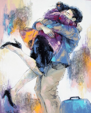 Картина под названием "Comme au premier jo…" - Nathalie Montel, Подлинное произведение искусства, Акрил Установлен на Деревя…