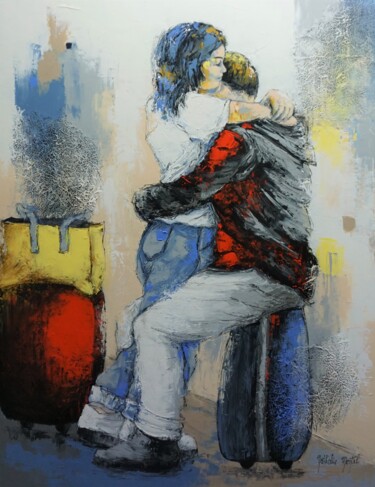 Painting titled "Encore un départ.Na…" by Nathalie Montel, Original Artwork, Acrylic Mounted on Wood Stretcher frame