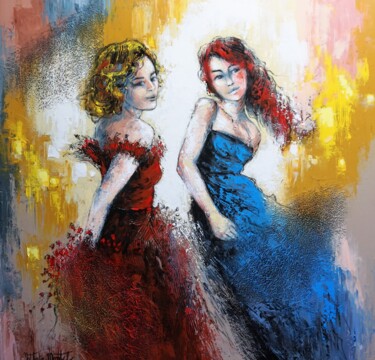 Painting titled "belle soirée. Natha…" by Nathalie Montel, Original Artwork, Acrylic Mounted on Wood Stretcher frame
