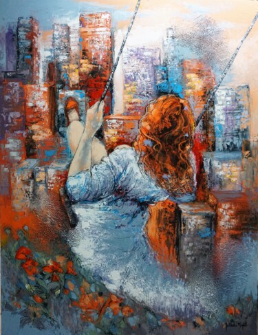 Картина под названием "Vertige" - Nathalie Montel, Подлинное произведение искусства, Акрил Установлен на Деревянная рама для…