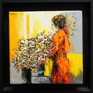 Painting titled "soleil levant. Nath…" by Nathalie Montel, Original Artwork, Acrylic Mounted on Wood Stretcher frame