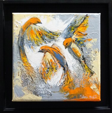 Painting titled "trio" by Nathalie Montel, Original Artwork, Acrylic Mounted on Wood Stretcher frame