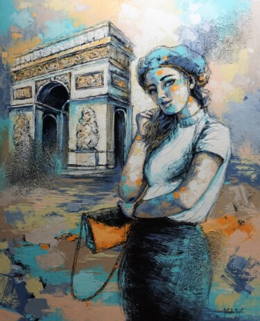 Painting titled "Prendre la pause. N…" by Nathalie Montel, Original Artwork, Acrylic Mounted on Wood Stretcher frame
