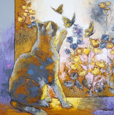 Картина под названием "Distraction" - Nathalie Montel, Подлинное произведение искусства, Акрил Установлен на Деревянная рама…