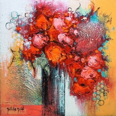 Painting titled "bouquet pétillant" by Nathalie Montel, Original Artwork, Acrylic Mounted on Wood Stretcher frame