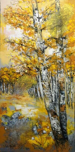 제목이 "D'or et de lumière"인 미술작품 Nathalie Montel로, 원작, 아크릴 나무 들것 프레임에 장착됨
