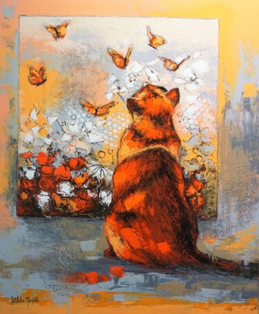 Картина под названием "Contemplation" - Nathalie Montel, Подлинное произведение искусства, Акрил Установлен на Деревянная ра…