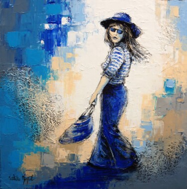 Painting titled "La marinière" by Nathalie Montel, Original Artwork, Acrylic Mounted on Wood Stretcher frame