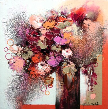 Painting titled "Tendre bouquet" by Nathalie Montel, Original Artwork, Acrylic Mounted on Wood Stretcher frame