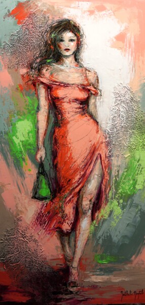 Painting titled "Elégance" by Nathalie Montel, Original Artwork, Acrylic Mounted on Wood Stretcher frame