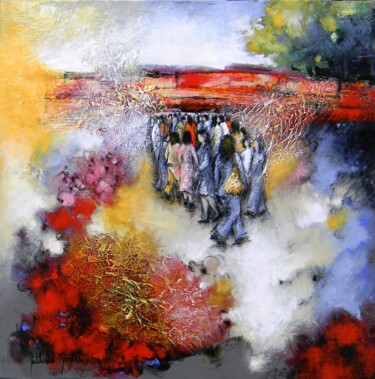 Painting titled "foire aux fleurs.Na…" by Nathalie Montel, Original Artwork, Other