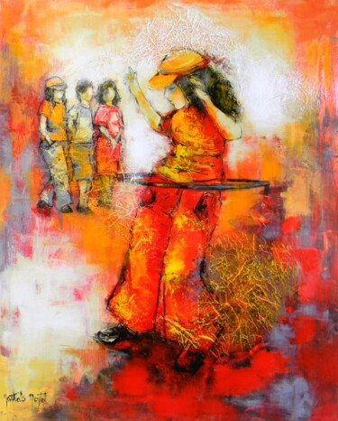 Картина под названием "jeux" - Nathalie Montel, Подлинное произведение искусства, Акрил Установлен на Деревянная рама для но…