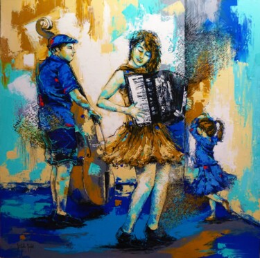 Painting titled "Un air de famille.N…" by Nathalie Montel, Original Artwork, Acrylic Mounted on Wood Stretcher frame