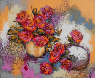 Painting titled "Petits arrangements…" by Nathalie Montel, Original Artwork, Acrylic Mounted on Wood Stretcher frame