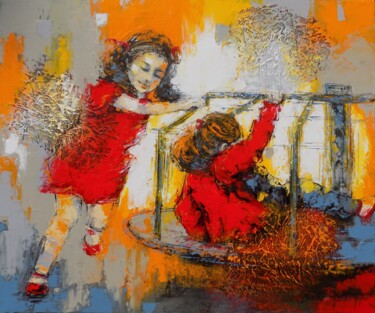 Peinture intitulée "Tourbillon joyeux" par Nathalie Montel, Œuvre d'art originale, Acrylique Monté sur Châssis en bois