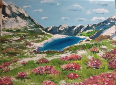 Les Alpes l'été Peinture intitulée "Les Alpes l'été" par Nathalie Morainville, Œuvre d'art originale, Acrylique
