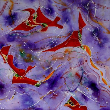 Peinture intitulée "danse de la vie" par Nathalie Moretto, Œuvre d'art originale, Huile