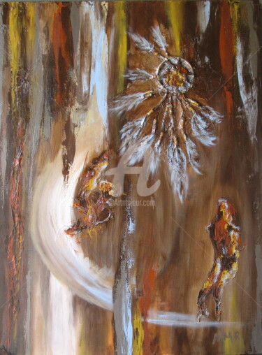 Painting titled "ÂMES RÊVÉES" by Nathalie Morin, Original Artwork, Acrylic Mounted on Wood Stretcher frame
