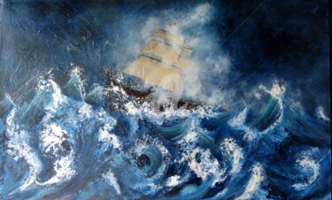 Painting titled "LES VAGUES DU DESTIN" by Nathalie Morin, Original Artwork, Acrylic