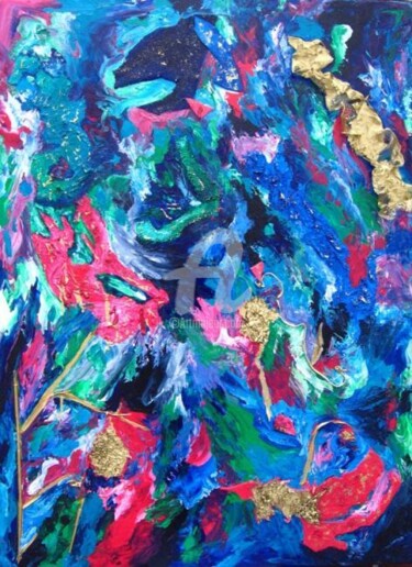 Painting titled "MARDI GRAS" by Nathalie Morin, Original Artwork, Acrylic Mounted on Wood Stretcher frame