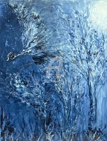 Malarstwo zatytułowany „Vol de Nuit” autorstwa Nathalie Morin, Oryginalna praca, Akryl Zamontowany na Drewniana rama noszy