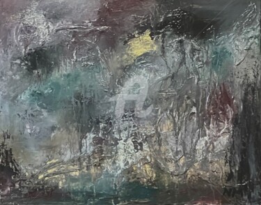 Painting titled "Nuit Sombre" by Nathalie Morin, Original Artwork, Acrylic Mounted on Wood Stretcher frame