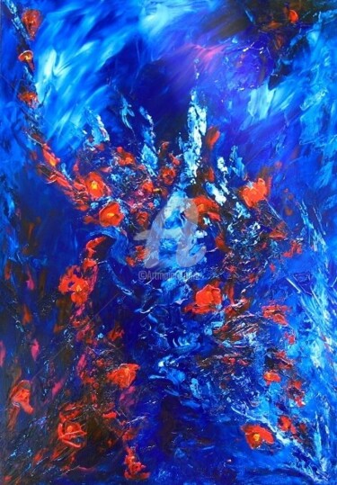 Peinture intitulée "NIGHT BLOOMING" par Nathalie Morin, Œuvre d'art originale, Huile