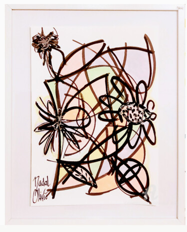 Zeichnungen mit dem Titel "OEUVRE UNIQUE "SWEE…" von Nathalie Nadal-Olivié, Original-Kunstwerk, Marker Auf Holzplatte montie…