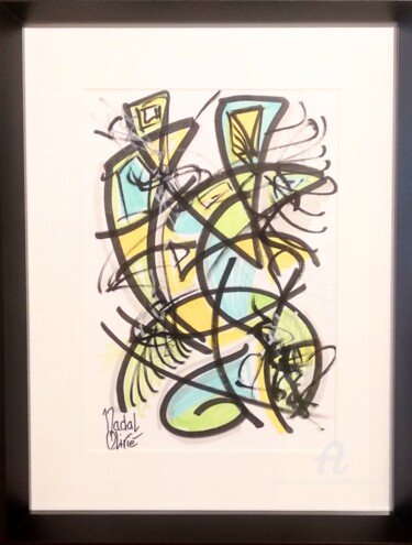 Drawing titled "OEUVRE UNIQUE "YELL…" by Nathalie Nadal-Olivié, Original Artwork, Marker
