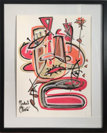 Drawing titled "OEUVRE UNIQUE "LISA"" by Nathalie Nadal-Olivié, Original Artwork, Marker