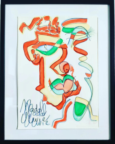 Tekening getiteld "OEUVRE UNIQUE "ÉROS"" door Nathalie Nadal-Olivié, Origineel Kunstwerk, Marker
