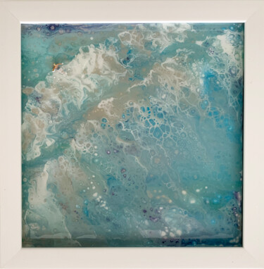 Painting titled "Surfing the Wave" by Nathalie Pelisson, Original Artwork, Acrylic Mounted on Wood Stretcher frame