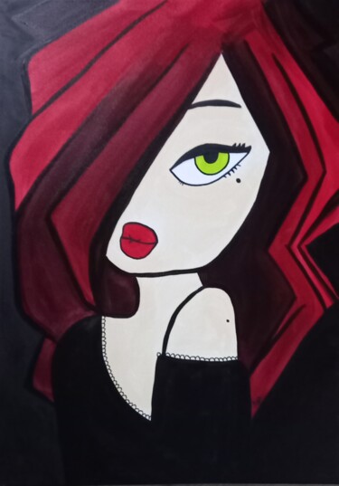 Painting titled "BIG EYES" by Nathalie Pellissier, Original Artwork, Acrylic