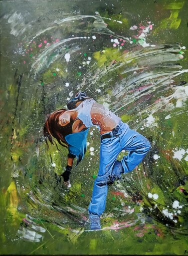 绘画 标题为“Dancing” 由Nathalie Pellissier, 原创艺术品, 丙烯 安装在木质担架架上