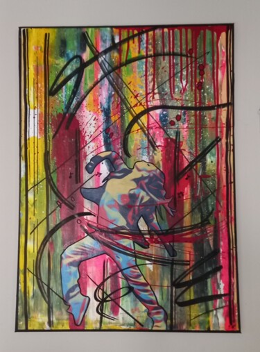 Painting titled "Dancing N2" by Nathalie Pellissier, Original Artwork, Acrylic Mounted on Wood Stretcher frame