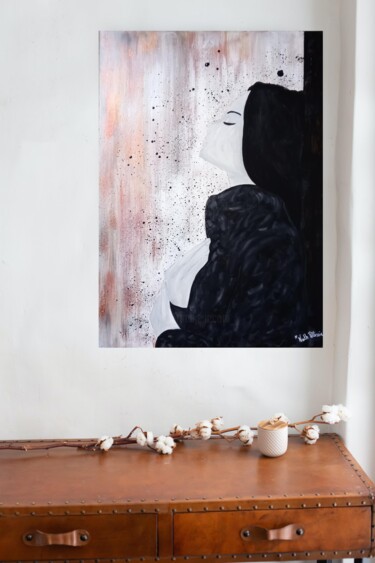 Картина под названием "Tristesse" - Nathalie Pellissier, Подлинное произведение искусства, Акрил Установлен на Деревянная ра…