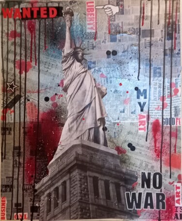 Collages titulada "NO WAR" por Nathalie Pellissier, Obra de arte original, Collages Montado en Bastidor de camilla de madera