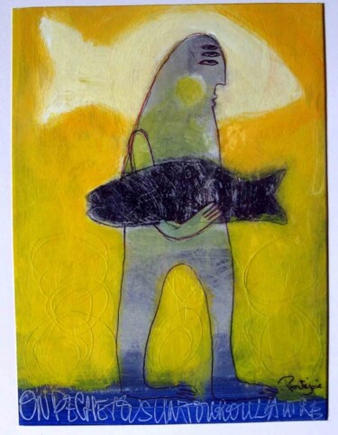 Dessin intitulée "On pêche tous un jo…" par Nathalie Portejoie, Œuvre d'art originale, Autre