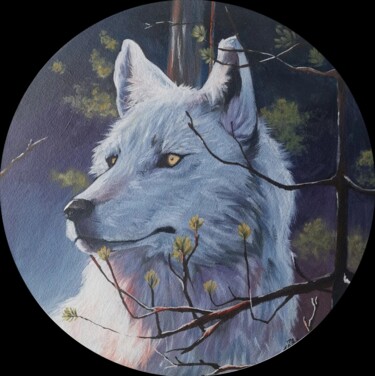 Malarstwo zatytułowany „Wolf in Acryl” autorstwa Nathalie S., Oryginalna praca, Akryl