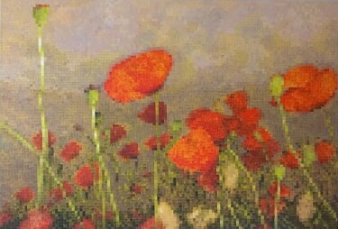 Painting titled "Song of poppies/Cha…" by Nathalie Si Pié, Original Artwork, Acrylic