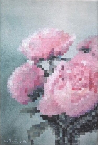 Painting titled "6- Pixels flowers" by Nathalie Si Pié, Original Artwork, Acrylic
