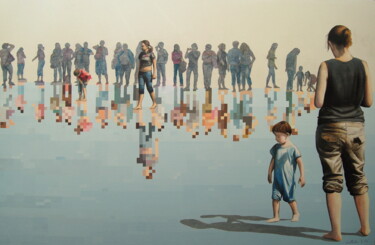 Malerei mit dem Titel "Promenade sur le Mi…" von Nathalie Si Pié, Original-Kunstwerk, Acryl