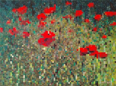 Painting titled "8- Pixels flowers" by Nathalie Si Pié, Original Artwork, Acrylic
