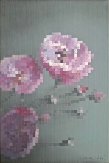 Pittura intitolato "14- Pixels flowers" da Nathalie Si Pié, Opera d'arte originale, Acrilico